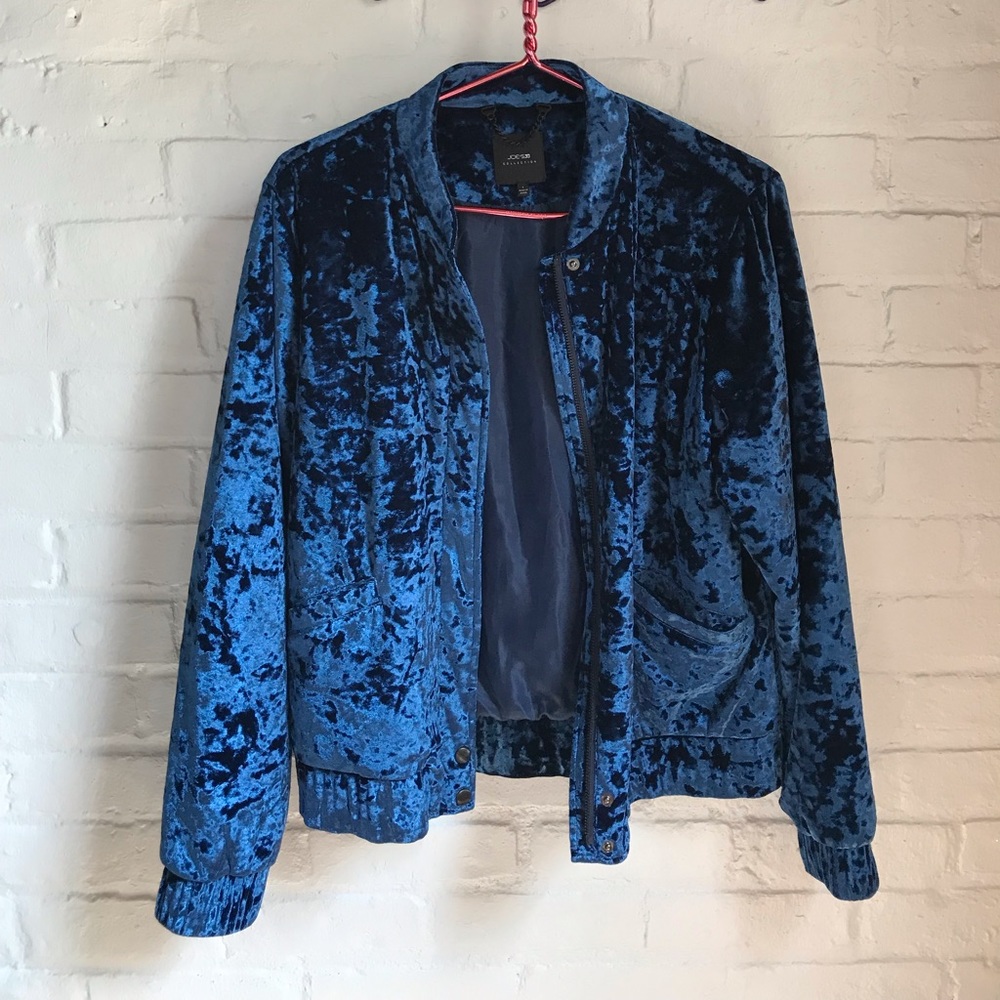 Blue Velvet Bomber Jacket